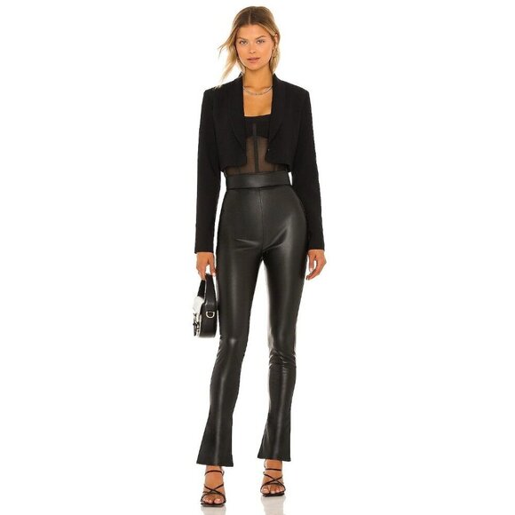MISHA COLLECTION Pants - MISHA Aubrey Faux Leather Pants in Black 2 New Womens Vegan Trousers